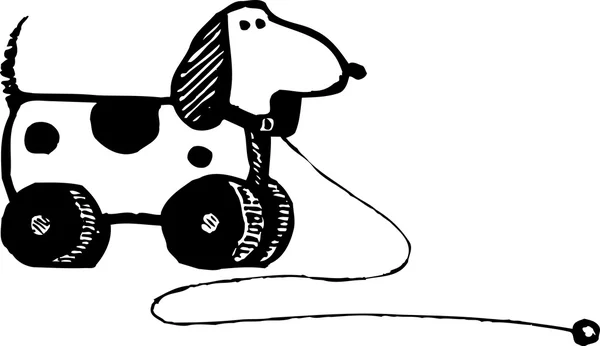 Εικονογράφηση ξυλογραφία του ένα παιχνίδι έλξη σκυλιών — Διανυσματικό Αρχείο
