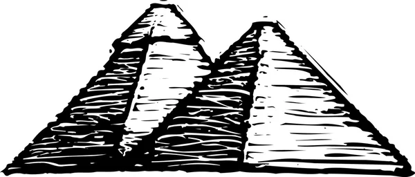 Holzschnitt-Illustration großer Pyramiden — Stockvektor