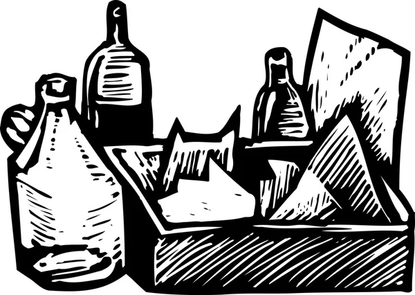 Ilustração Woodcut de vidro de reciclagem — Vetor de Stock