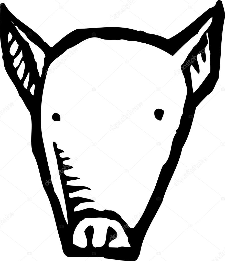 Woodcut Illustration Icon of Pig