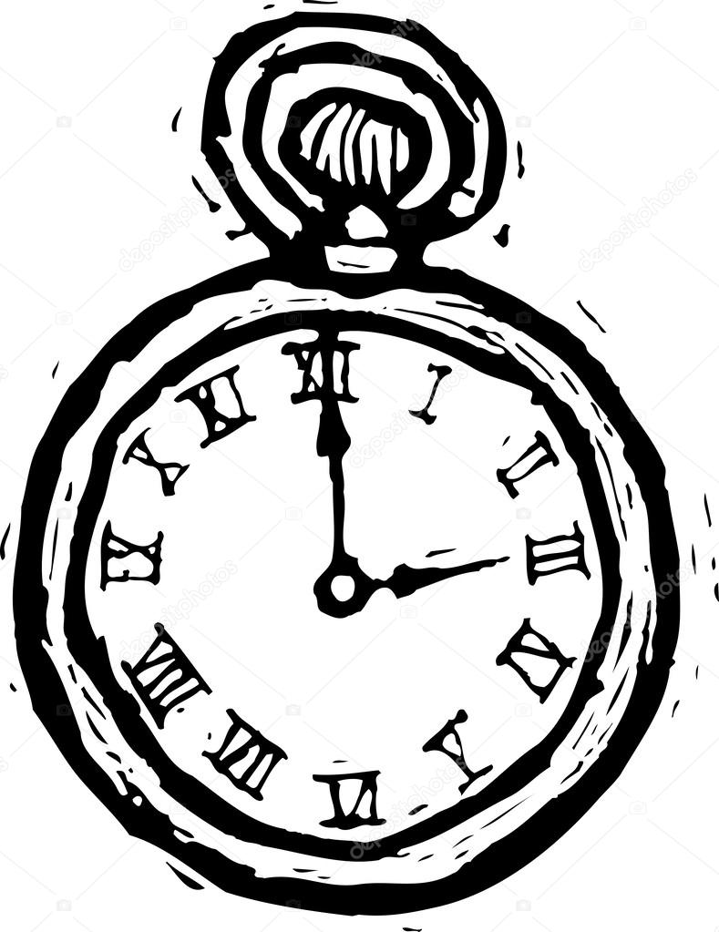 Woodcut Illustration of Pocket Watch