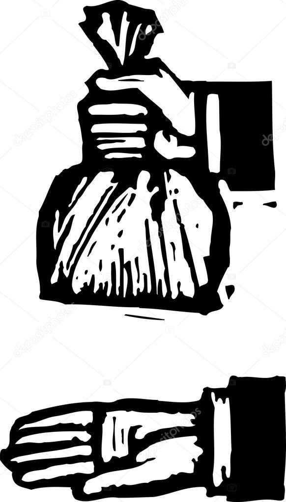 Woodcut Illustration of Popping Bag