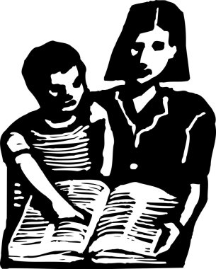 vektör çizim genç Afro-Amerikan çocuk okuma