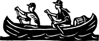 Man and Woman Canoeing clipart