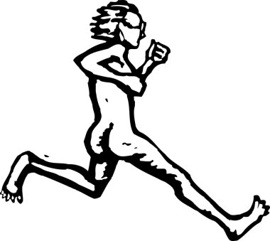 çıplak koşucu gravür çizimi