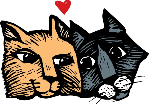Due gatti innamorati — Vettoriale Stock