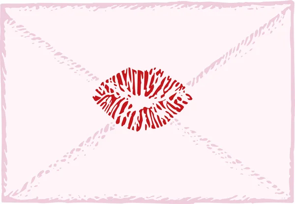 Carta sellada con un beso — Vector de stock