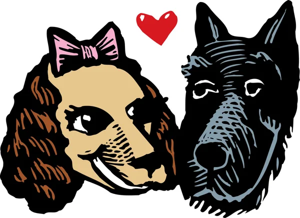 Puppy love lub dwa psy w miłości — Wektor stockowy