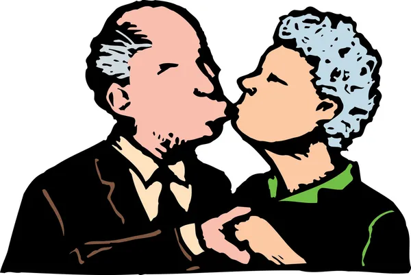 Senior Couple Kissing — Stock Vector