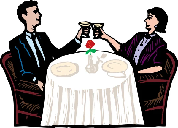 Couple Toasting mutuellement - Joyeux anniversaire — Image vectorielle