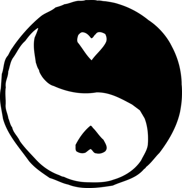 Corazón de amor Yin Yang — Archivo Imágenes Vectoriales