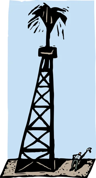 Holzschnitt-Illustration des Ölschiebers — Stockvektor