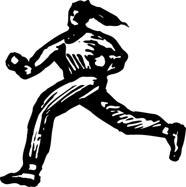 Illustrazione vettoriale della corsa o del jogging della donna — Vettoriale Stock