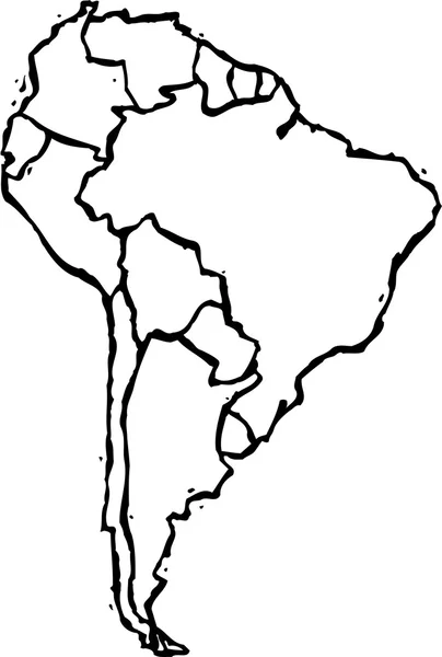 Ilustracja wektorowa Mapa Ameryki Południowej — Wektor stockowy