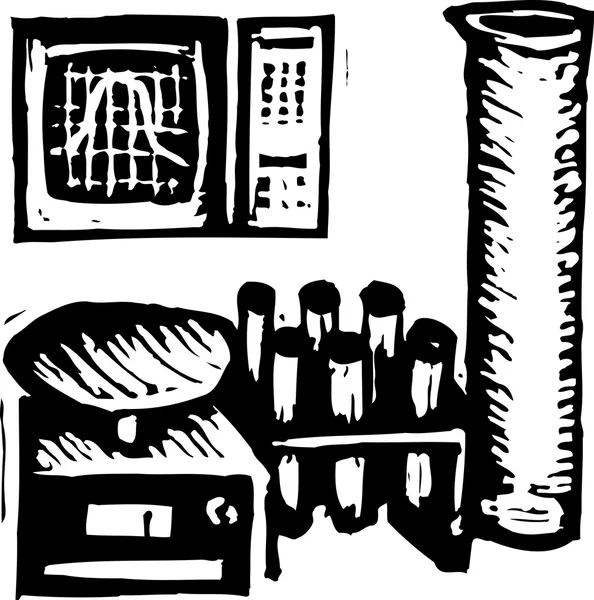 Vektorillustration von Wissenschaftsbechern und Hasenbrenner — Stockvektor