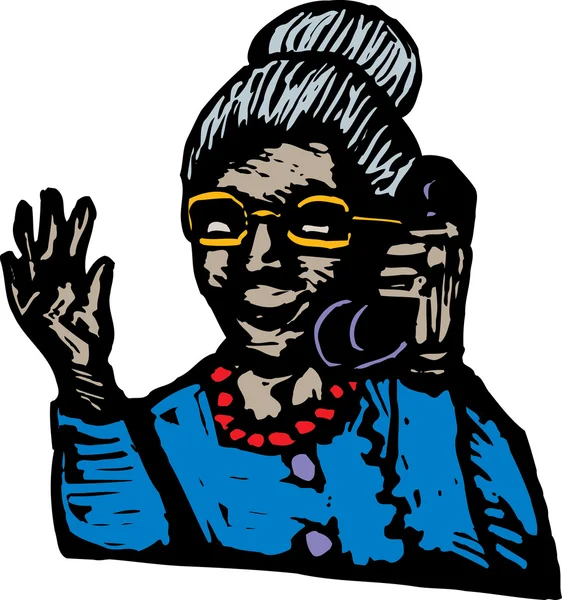 電話で話しているアフリカ系アメリカ人の年配の女性 — ストックベクタ