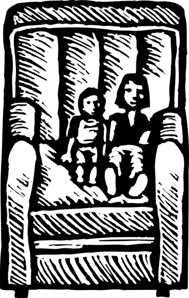 Векторная иллюстрация сидящих на стуле детей — стоковый вектор