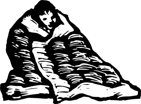 Vector Illustration of Boy Bundled Up in Blanket — Stock Vector