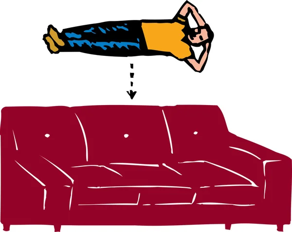 Man and Sofa Equals Nap — Stock Vector