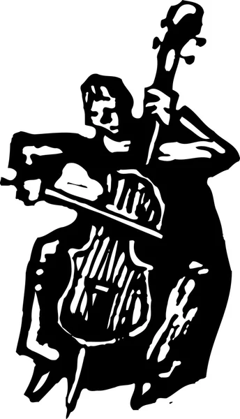 Ilustración vectorial de la mujer jugando al violonchelo — Vector de stock