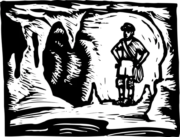 Vektorillustration des Speelunkers in der Höhle — Stockvektor