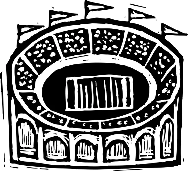 Illustration Woodcut du stade de football — Image vectorielle