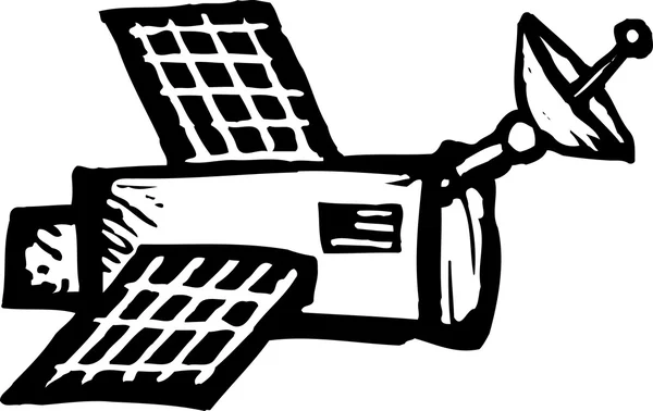 Houtsnede afbeelding van satelliet — Stockvector