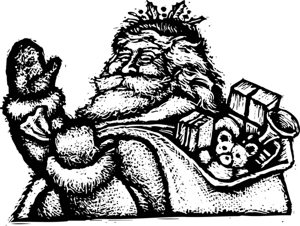 Woodcut Ilustração do Papai Noel — Vetor de Stock