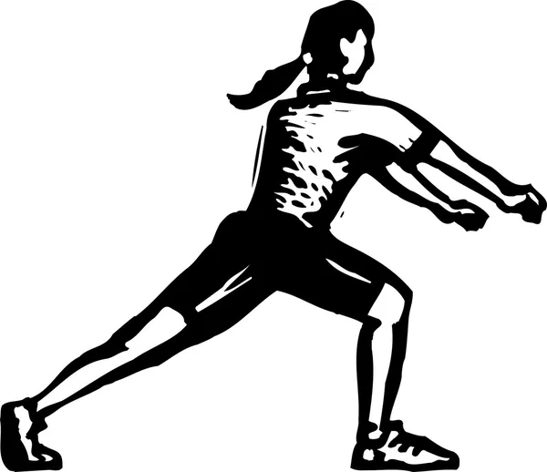 Träsnitt illustration av stretch övning — Stock vektor
