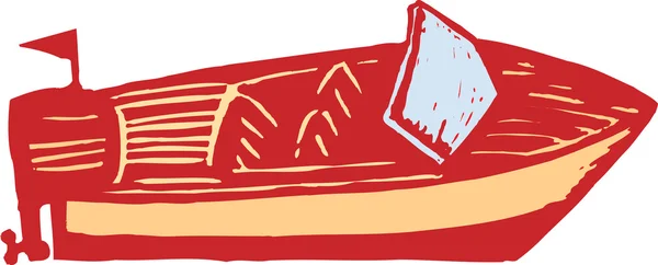 Woodcut Ilustração do barco de velocidade — Vetor de Stock