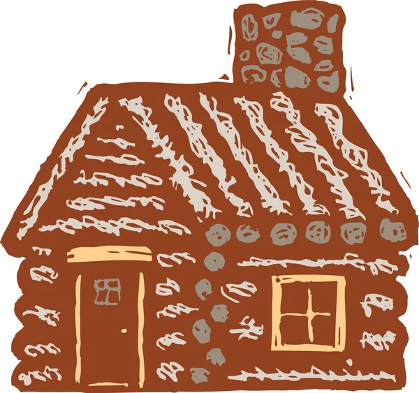 小木屋的木刻插图 — 图库矢量图片