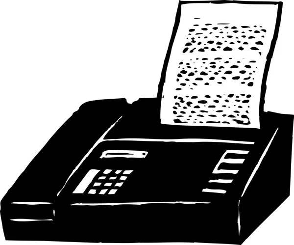 Woodcut Illustration of Fax Machine — Stock Vector
