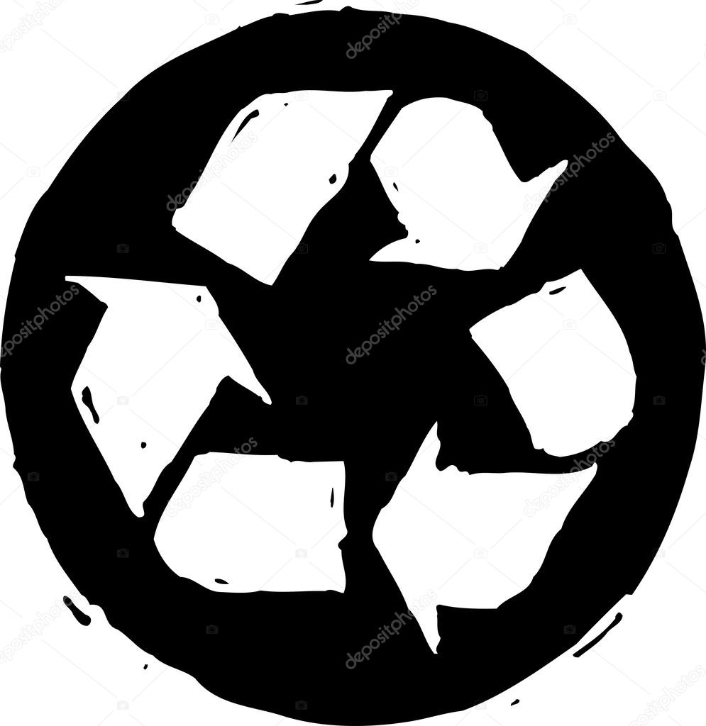 Black and White vector illustration of Recycled Logo