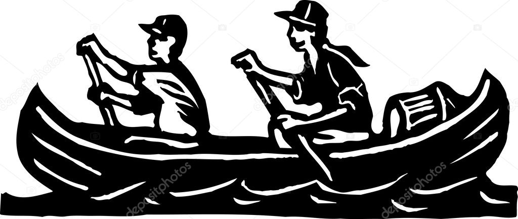 Man and Woman Canoeing