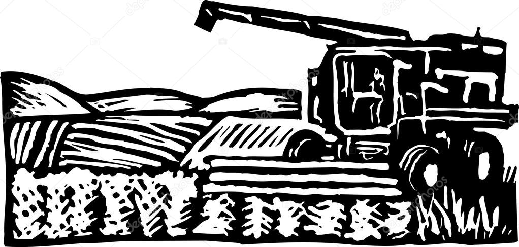 Combine on Farm