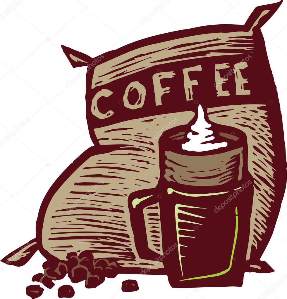Coffee With Bag Of Beans Stock Vector Coffee With Bag Of Beans Stock Vector