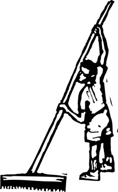 vektör çizim çocuk zemin süpürme