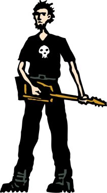 genç çocuk ağır metal elektro gitar çalmak