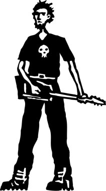 genç çocuk ağır metal elektro gitar çalmak