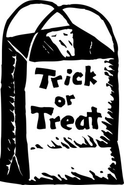 Woodcut Illustration of Trick or Treat Bag clipart