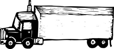 gravür illüstrasyon kamyon şoförü