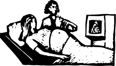 ultra ses sınavı preganat kadının gravür çizimi