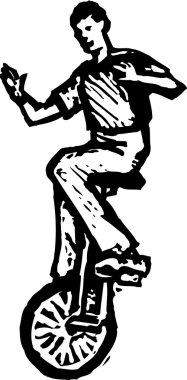 unicycle kişini gravür çizimi