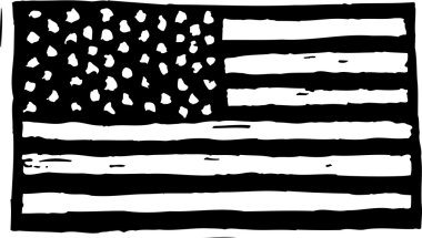 Amerikan bayrağı gravür çizimi