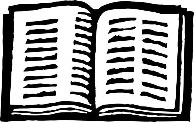 gravür illüstrasyon simge açık kitap