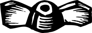 Kelebek somun gravür çizimi