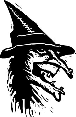 Cadı gravür çizimi