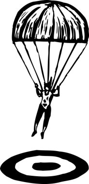 Paraşütçü gravür çizimi