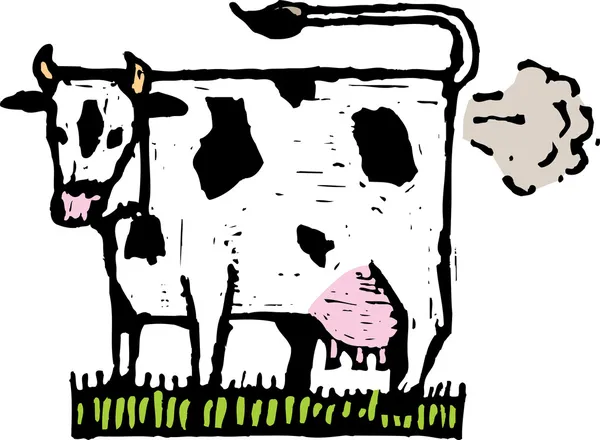 Ilustración de Pedos de Vaca o Calentamiento Global — Vector de stock