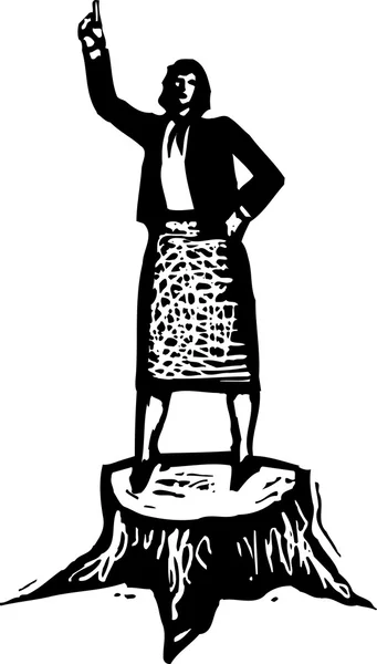 Vector Illustration of Woman Politician on Stump — Wektor stockowy